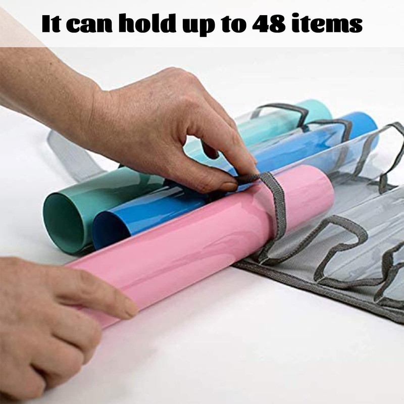 QUMENEY Vinyl Roll Storage Doors Organizer with 48 Compartment Craft