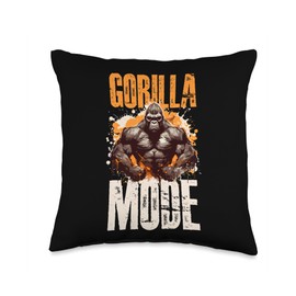 Workout Fighters Gym Inc Gorilla Mode Workout Beast | Muscles Fitness Gym Throw Pillow, 16x16, Multicolor