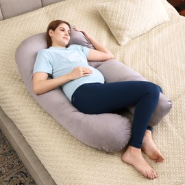 RELY+ Gynaecologist-Recommended Detachable U-Shaped Maternity Pillow – Full Body Support for Sleeping, Unbreakable Zipper, Removable Cover, Ideal for Legs, Belly, Back & Side Sleeping, Grey