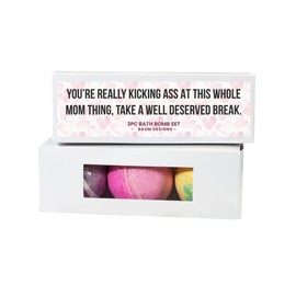 Mothers Day Bath Bomb Set - 3pc, Self Care Relaxing Spa Gift Set (Kicking Ass At This Mom Thing)