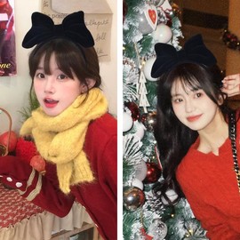 Black Bow Hairband Hair Band for Girls Women Black Velvet Bow Headband for Washing Face Bow Knot Bowknot Headband for Women Girls Bow Tie Hairband for Cosplay Party Bow Hair Hoop Christmas Gifts