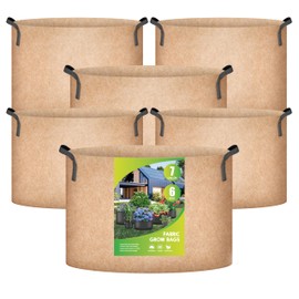 iPower Plant Grow Bag 7 Gallon 6-Pack Heavy Duty Fabric Pots, 300g Thick Nonwoven Fabric Containers Aeration with Nylon Handles, for Planting Vegetables, Fruits, Flowers, Tan 2024 Version