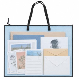 AJNZAU 1 Pezzo Cartelletta Porta Documenti A2 Con Manico, Retina In Plastica Per Viaggi, Campeggio, Foto, Scrapbooking, Poster (Blu, 47X63 Cm)