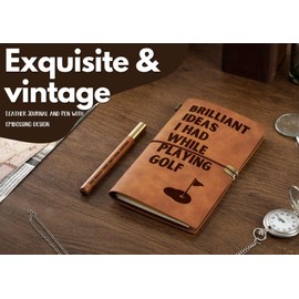 InnoBeta Golf Gifts for Men/Women, Funny Golf Gifts Leather Journal Notebook with Pen and Pen clip 7.87 x 4.7 Cover, 4 x 7.5 Pages (Inches) - Brilliant