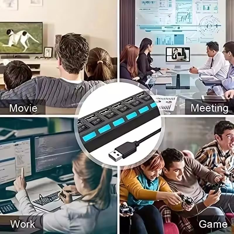 BUBUCAM 7 Port USB 2.0 Hub Splitter Adapter High Speed