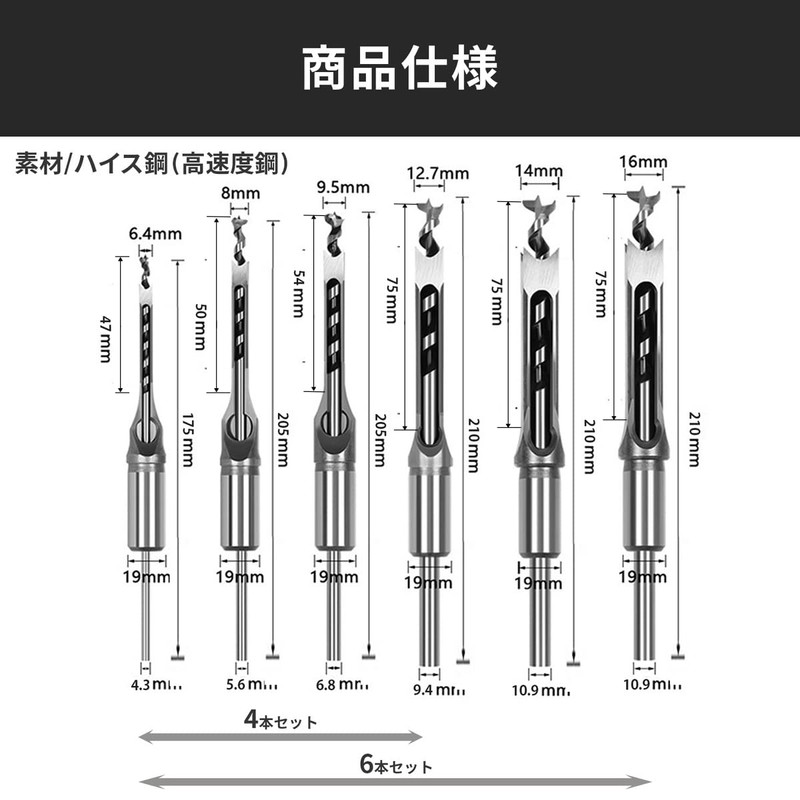 shymie Square Hole Drill, Mortise Drill, Chisel, High Hardness, Woodworking