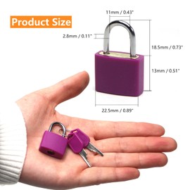 MroMax Keyed Padlock, Zinc Alloy Padlocks with 2 Keys, Purple ABS Shell 22.5mm Width, Waterproof Padlock Outdoor Use for Suitcases, Home, Toolbox, Keyed Alike 1Pc