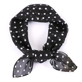 CXQRR 50s Chiffon Polka Dot Print Scarf Elegant Casual Square Scarf for Women 23.5" x 23.5"