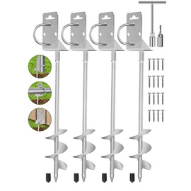20 Inch 4 Pack Ground Anchors Heavy Duty, Swing Set Anchor Kit Screw in Earth Anchors Trampoline Stakes High Wind Metal Auger Anchor for Shed Tent Carports Securing Animals Camping Mobile Home
