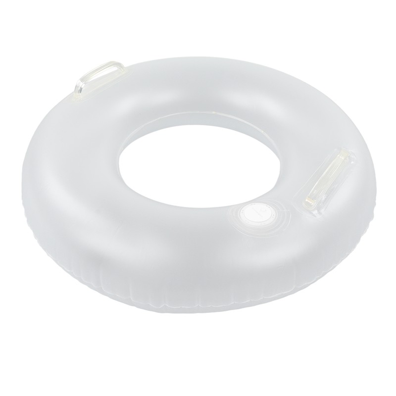 LED Inflatable Swim Ring with 2 Handles Transparent Swimming Floating