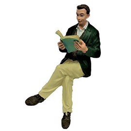 Melody Jane Dollhouse People Man Sitting Reading Legs Crossed Resin Figure