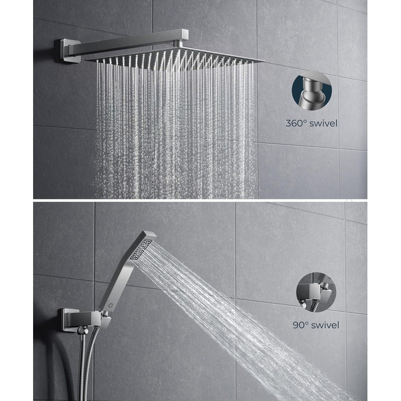 FORIOUS Rain Shower Head System, 10 Inch Shower Faucet Set