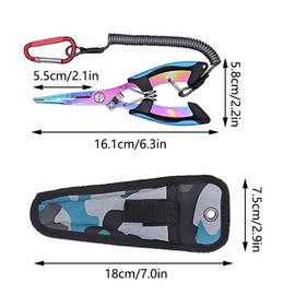 Fishing Pliers, Stainless Steel Lure Fishing Hook Remover Multitools Fishing Tackle Tongs with Bags and Lanyard for Men Women (Blue with Black)