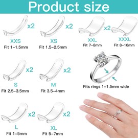 Xrten Pack of 16 Ring Size Adjusters for Loose Rings, Invisible Ring Reducer, Transparent Ring Size Adjuster, Suitable for All Sizes and Ring Smaller