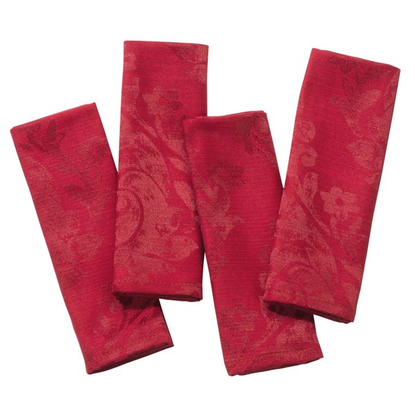 Palazzo Damask Chateau (Red-Burgundy) Christmas Pack Of 4 Napkins (20x20in-50x50cm