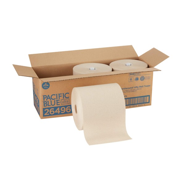 Pacific Blue Ultra 8" High-Capacity Recycled Paper Towel Rolls by GP PRO (Georgia-Pacific) Brown 26496 1,150 Linear Feet Per Roll 3 Rolls Per Case