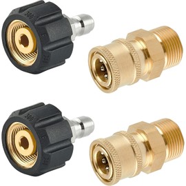 2 Pack Pressure Washer Quick Connect Fittings, M22-14mm to 1/4 Inch, Pressure Washer Adapter Set with 1/4 Inch Female and Male NPT