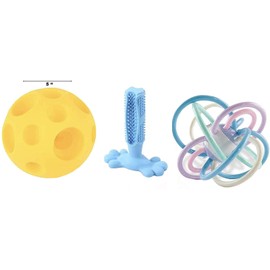 Pet Box Bundle: Assorted Toys for Dogs, Pigs, Rabbits, Cats, & Small Pets - Variety Pack with Treat Balls, Snuffle Mats, Games, & Toys (Blue Peanut Butter Stick Combo with a Yellow Ball)