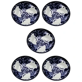 Mino Ware 145095 (5) Small Plates, Set of 5, Arabesque Chidori