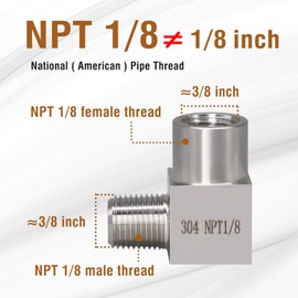 Napredak 90 degree barstock street elbow pipe fitting NPT 1/8 male to NPT 1/8 female, stainless steel Forged elbow, heavy duty 4350 psi, 1 pc
