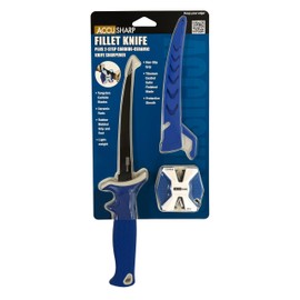 ACCUSHARP Fillet & Bait Knife and Sharpener Set, 6.5" 420 Stainless Steel Knife for Filleting with Pull Through Knife Sharpener, Fishing Tool Kit with Non-Slip Handle & Protective Sheath