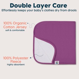 toppy 4-Pack Burp Cloths, Organic Cotton Burping Cloths for Baby Boy Girl Unisex, Soft and Absorbent Baby Essentials for Newborn 21” x 10”- Violet