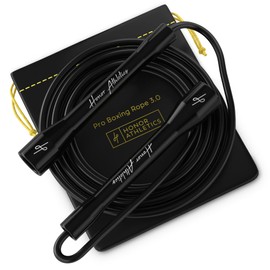 Honor Athletics | Pro Boxing Rope 3.0 | 5.3mm Jump Rope Indoor/Outdoor Adjustable For Boxing | Ultra-Durable, Non-Kinking TPU-PVC blend/Unbreakable Handles | Adjustable (Black Handles/Black Rope)