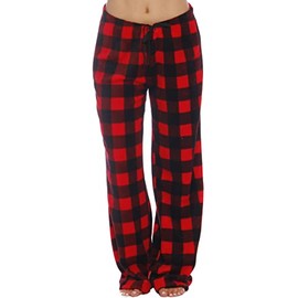 Just Love Women's Plush Pajama Pants, 3X Plus, Buffalo Plaid Red