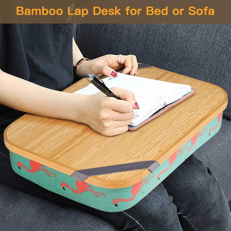 Mayjoy Bamboo Lap Desk with Storage, Cover Removable Lap Desk