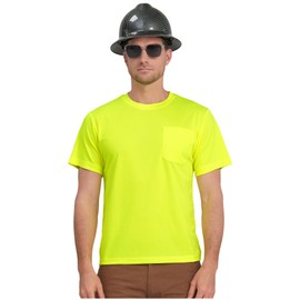 AYKRM Safety Shirts for Men High Visibility Shirts Yellow Short Sleeve Hi Vis Shirts for Men Women neon Fashion Durable Construction Work Shirts