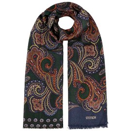 Stetson Multicolour Paisley Wool Scarf - Multicoloured Scarf Made of 100% Wool - Elegant Woven Scarf - For Men and Women - Autumn/Winter - Women's Scarf - Men's Scarf, darkblue