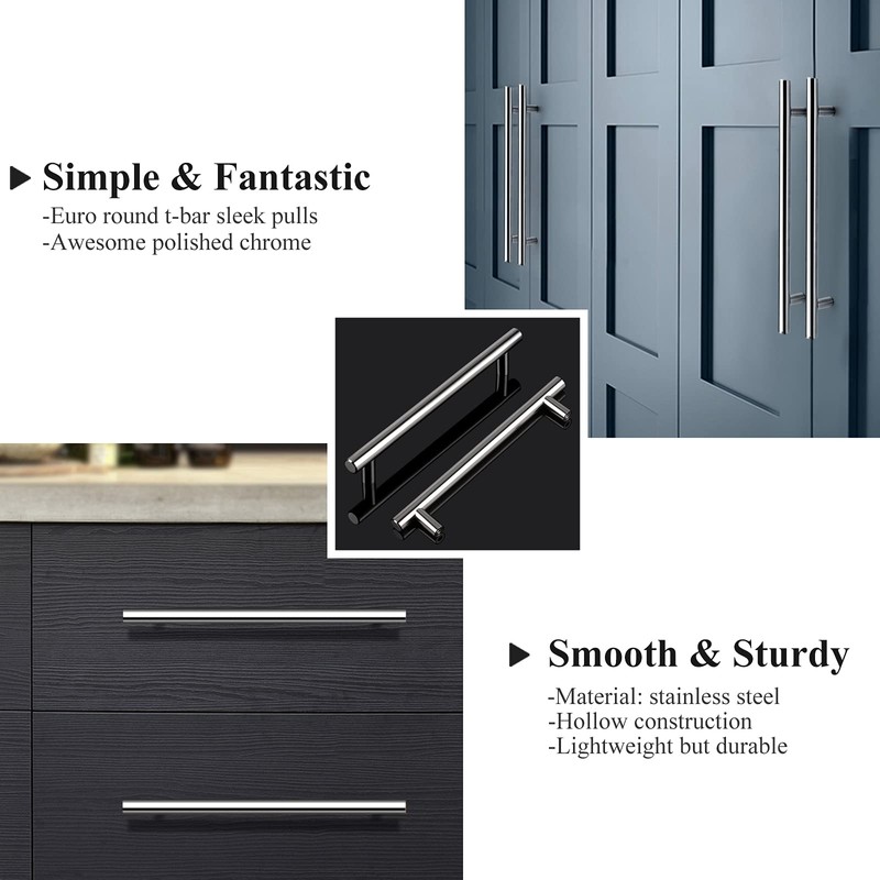 Probrico 15 Pack | Polished Chrome Cabinet Pulls, 7-9/16 Inch