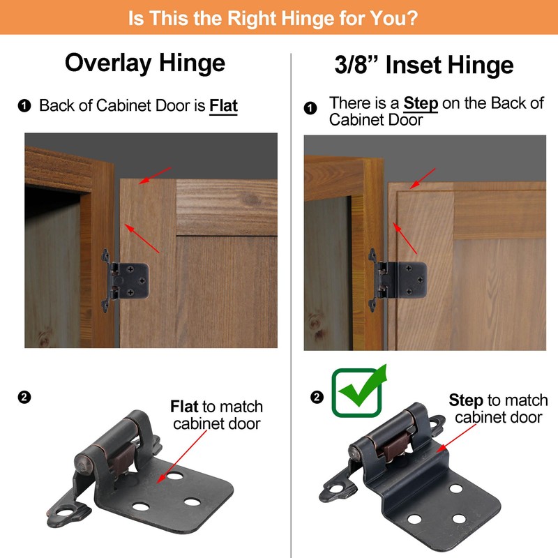 Vallecloud 4 Pack (2 Pair) 3/8" Inset Oil Rubbed Bronze