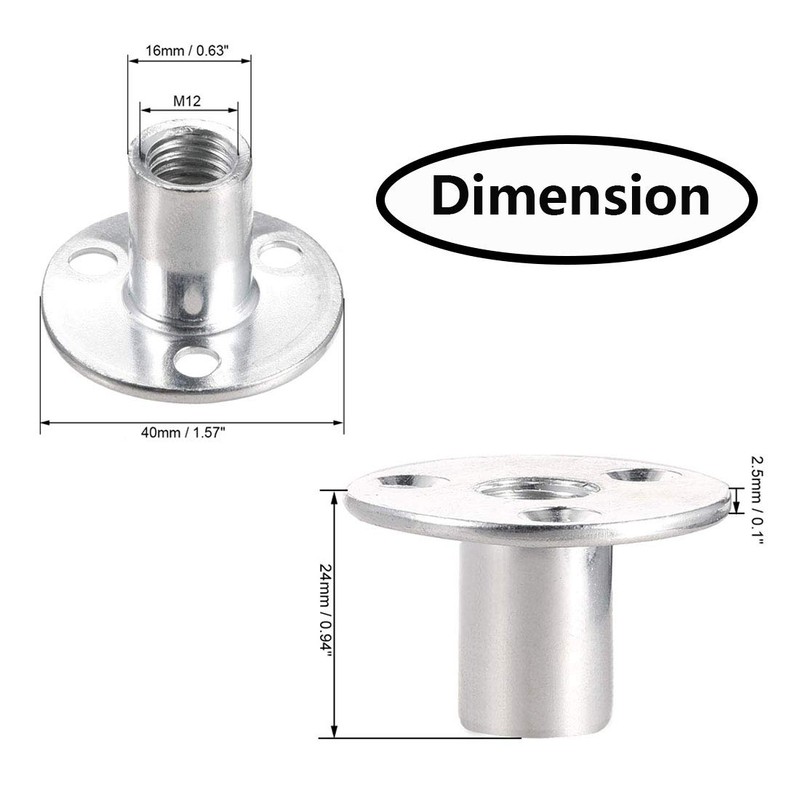 Socell M12 Brad Hole Tee Nut Carbon Steel Round Base