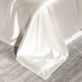 Satin Sheets Twin Size（3pieces, Ivory White） for Kids Super Soft Silky Satin Bed Sheets Set with 1 Deep Pockets Fitted Sheet, 1 Flat Sheet, 1 Pillowcase（Ivory White，Twin）