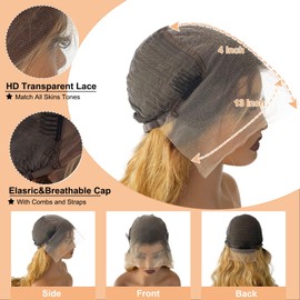 OiMiGO 1b/27 Lace Front Wigs Human Hair 13x4 Black and Honey Blonde Ombre Body Wave Lace Frontal Balayage Wigs with Natural Hairline,Glueless Wig for Women 22 Inch