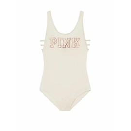 Victoria's Secret Pink Strappy Side Tank Bodysuit Color Beige New (Small)