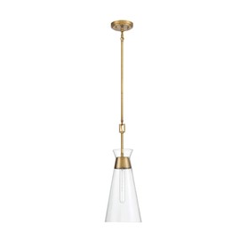 Savoy House 7-1831-1-322 Lakewood 1-Light Pendant in Warm Brass (8" W x 22"H)