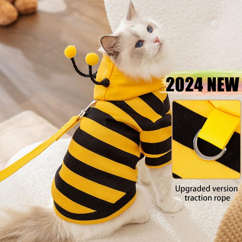 DENTRUN Sphynx Hairless Cats Costume Funny Bee Warm Winter Sweater