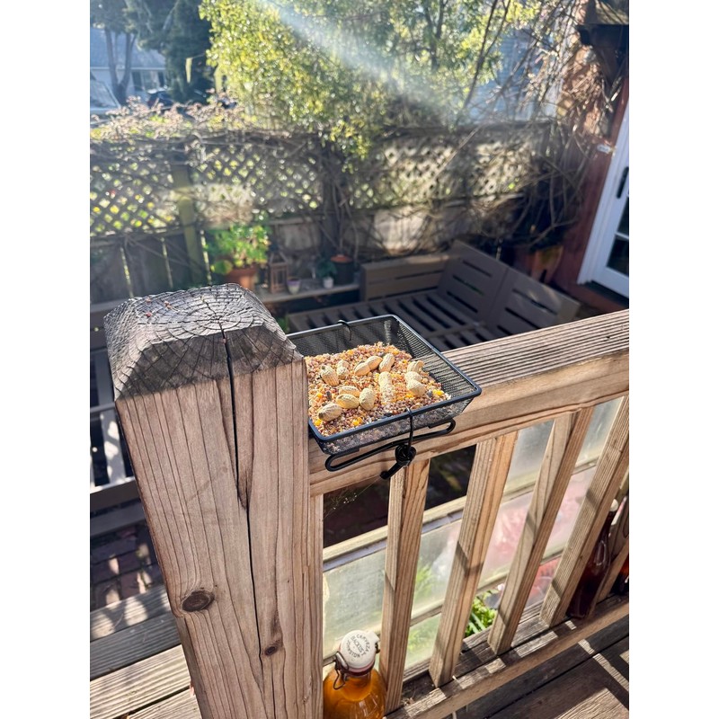 2 Pack 8" x 8" Railing Bird Feeder Tray for