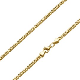 SchmuckForever Gold-Plated 2.2 mm Byzantine Chain Solid 925 Silver - Choice of Length - Gold Plated - Necklace or Bracelet, Sterling Silver