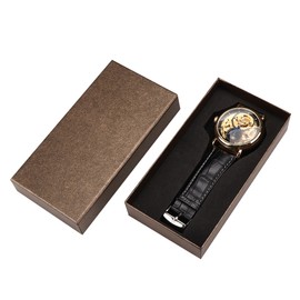 FORSINING Waterproof Automatic Mechanical Watch Men PU Strap WristwatchBlack Gold
