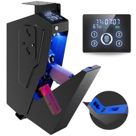 KornerBatl Quick Access Biometric Bedside Gun Safe for handgun, 2 in 1 Mounted Drop Down Nightstand Pistol Safe with Fingerprint & Passcode & Key 3 Ways