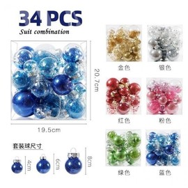 Clear Christmas Pet Plastic Ball Ornament for Tree Decoration Free Size/Color Blue 2ea