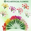 Artificial Flowers Outdoor UV Resistant Fake Silk Flowers, 12 Bundles