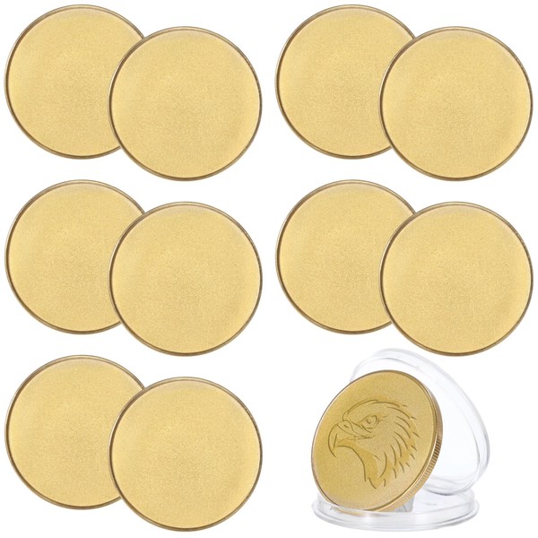 Anjetan 10 PCS Blank Challenge Coins, 40mm Threaded Edge Golden