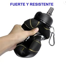 MADIOLA Botella Agua Plegable Deportiva Forma de Balón Fútbol Basquetbol Beisbol Tenis, Termo Niños Portable. Botella Plegable para Viaje Deportes. Regalo de Navidad, Cumpleaños, Reyes (Basket_Ngro)