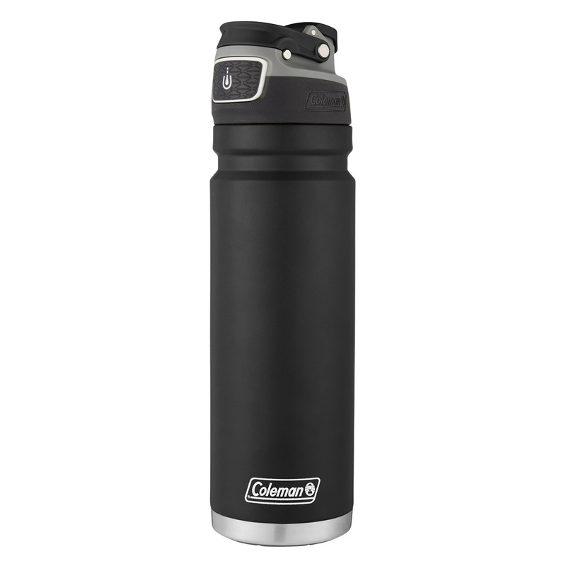 Coleman Autoseal FreeFlow Stainless Steel Water Bottle, Black, 24oz