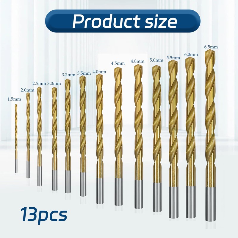 13Pcs Hex Drill Bits, Drill Bit Set Made with Titanium