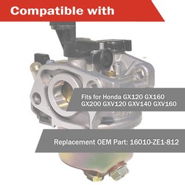 Carburetor Kit for Honda GX120 GX160 GX200 Needle Bowl Float Gasket Seal Pin，Gaskets Bolt Washer Compatible，Gaskets Bolt Washer Compatible
